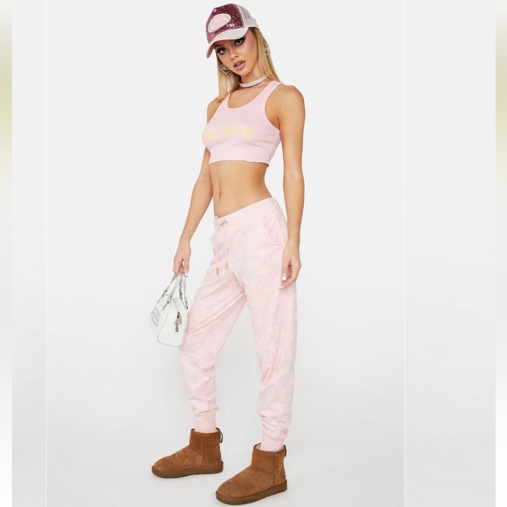 NWOT Juicy Couture Whisper Pink Embossed Velour Pants